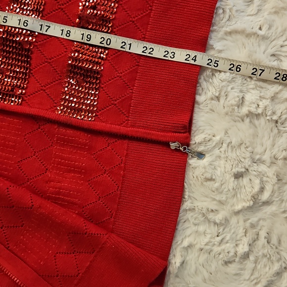 Berek Red Sequin Knit Cardigan Sweater Zip Front Long Sleeves Large - Picture 6 of 8